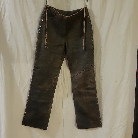 Harley-Davidson Leather Dark Brown Bootcut Pants - Picture 1 of 10